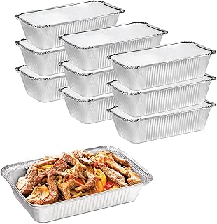 Récipients alimentaires en aluminium avec couvercles [10 pièces] 890 ml
