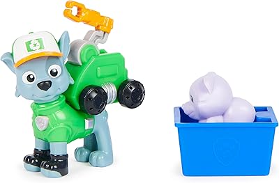 Paw patrol, figurine big track pops rocky avec drone de sauvetage à clipser