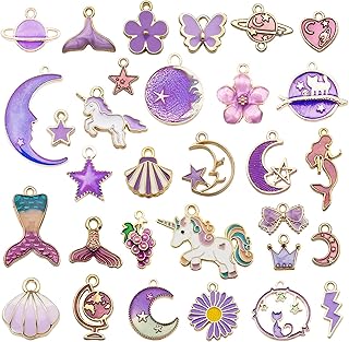 31 pièces pendentifs en plastique émaillé mixte 10mm-30mm pour la fabrication de bijoux