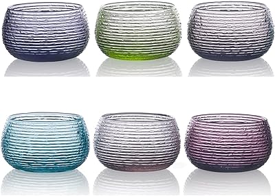 Ensemble de bols en verre multicolores avv italy, 6 bols individuels, taille 4,1
