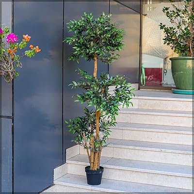 Yatai plante de ficus artificielle presque naturelle, arbre artificiel de 1,5 m