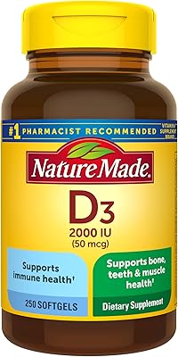 Nature made vitamine d3 2000 ui (50 mcg), complément alimentaire pour soutenir la santé