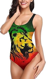 Maillot de bain une pièce drapeau du lion jamaïcain pour femmes, maillot