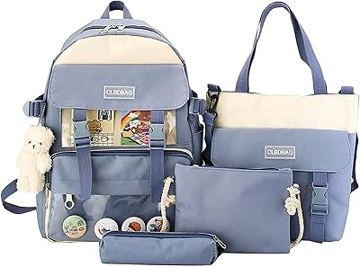 4 pièces ensemble de sac à dos d'école kawaii ours en peluche