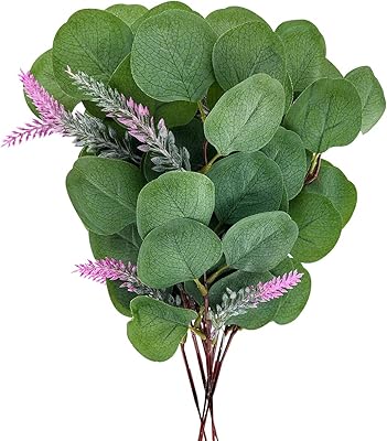 10 feuilles de tiges d'eucalyptus artificielles fausses branches d'eucalyptus guirlande plantes en argent