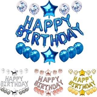 Kit de décoration de ballons bleus joyeux anniversaire avec bannière en aluminium