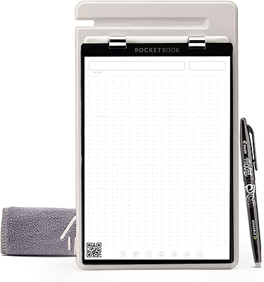 Cahier juridique intelligent réutilisable rocketbook orbit - gris, matelassé/polka