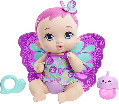 Poupée my garden baby feed and change avec ailes de papillon, taille 30