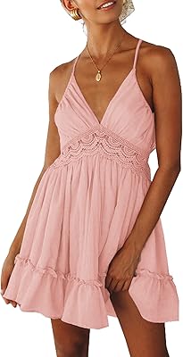Mini-robe florale à col en v et bretelles spaghetti murimia pour femme