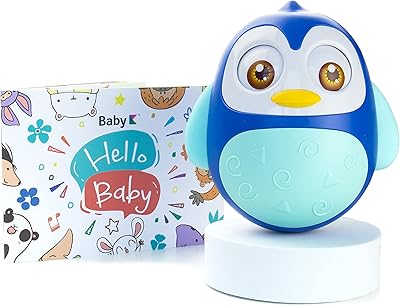 Baby k penguin weeble wobble toys (bleu) wobbler sur le ventre pour bébés