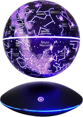 Veilleuse globe flottant magnétique hcnt au design unique de constellation, lampe de table