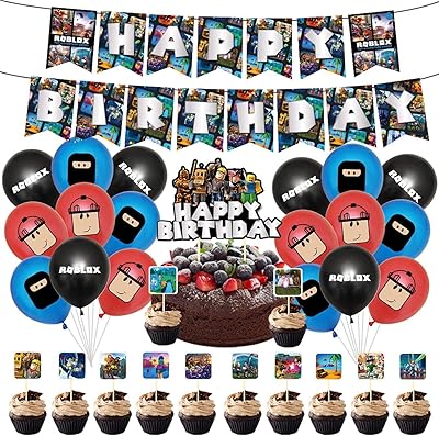 Fournitures de fête à thème roblox - 32 pièces de décorations de cupcakes