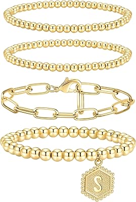 Bracelets en perles d'or pour femmes, bracelets en or empilables pour femmes