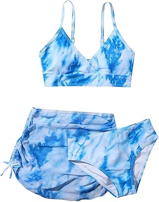 Maillot de bain trois à mignon à imprimé floral croisé pour fille, maillot