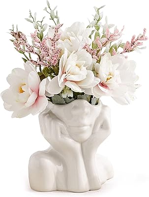 Vase en céramique octodays, vase demi-corps tête de dame, vase en céramique blanche