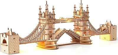 Kit de puzzle 3d en bois robottime avec lumière led pour construire un pont