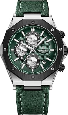 Montre chronographe à quartz en cuir véritable pour hommes, affichage automatique de la date,