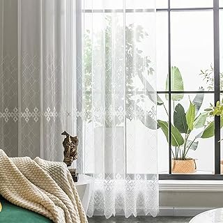 Rideaux longs en mousseline de soie de couleur unie avec œillets pour chambre