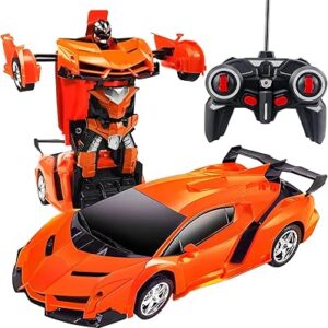 Voiture télécommandée - jouet de voiture robot transformable pour enfants garçons et filles, voiture transformable à l'échelle 1:18 avec un bouton pour transformer et dériver une rotation à 360 degrés - orange. Diaytar : Acheter moins cher n'a jamais été aussi facile