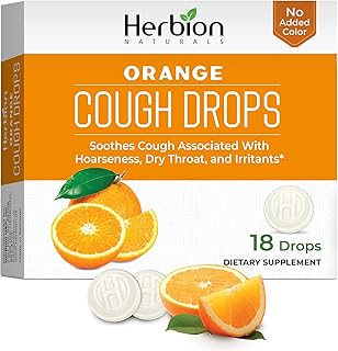 Herbion naturals gouttes contre la toux à saveur d'orange 18 pièces, un anesthésique