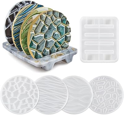 Castowave 4 pièces moule en résine de dessous de verre à motifs différents