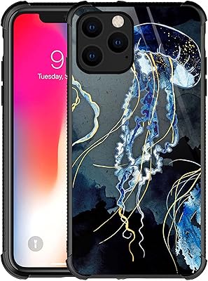 Coque goodsprout compatible avec iphone 13, méduse océan bleu foncé, motif étonnant, résistant