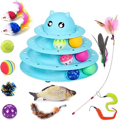 Storell 14 pièces jouets pour chats d'intérieur chats rouleau interactif à