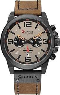 Montre chronographe de mode multifonction étanche à quartz avec bracelet en cuir montre