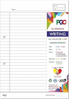 100 pièces de papier règle a4 pré-perforé pour projets devoirs travail et 825