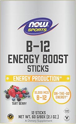 Now foods b-12 energy booster sticks, sports, berry tart berry, 10 000 mg