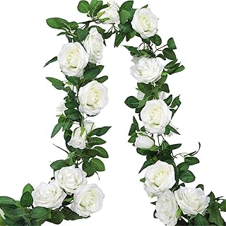 Agiomet 3 pièces couronne de fleurs blanches artificielles 29 pieds de long guirlande de vigne en fausse soie blanche pour arche de mariage, jardin, fête de fiançailles, décor de réception. Électroménager, mode, beauté... Diaytar a tout en stock