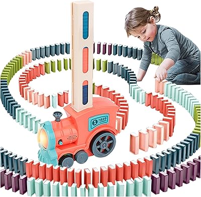 Jouet de train domino fuokatin ensemble de blocs d'empilage automatique de dominos jouet