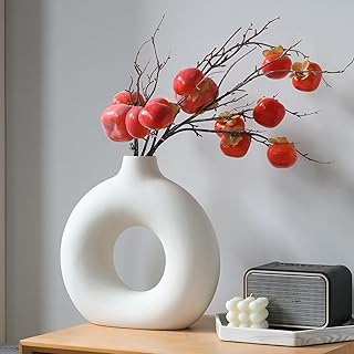 Vase en céramique blanche, décoration d'intérieur moderne, vases à fleurs ronds de style