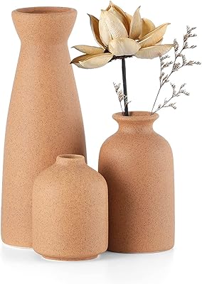 Ensemble de vases en céramique marron 3 petits décoratifs décoration
