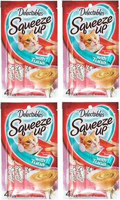 Gâteries pour chats delitables squeeze up hearts - paquet de 4 sachets