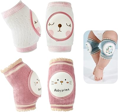2 paires de genouillères pour bébé en coton élastique et respirant avec coussinet