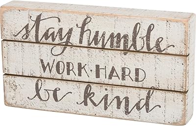 Panneau de boîte kathy hand lettering primitives, 11" x 6", stay humble (34355)
