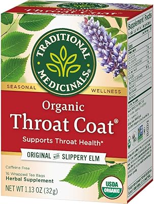 Tisane biologique pour revêtement de gorge traditional medicinals sans caféine, 16 unités