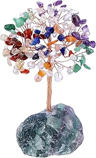Arbre en cristal naturel 7 chakras, cristaux de guérison bruts avec base