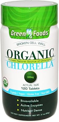 Aliments verts, chlorelle biologique, 500 mg, 120 comprimés