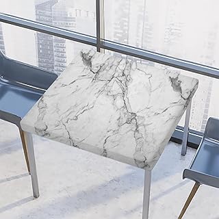 Nappe carrée en marbre blanc gris avec bord élastique nappe ajustée