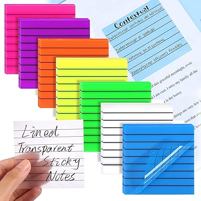 Notes autocollantes transparentes avec lignes de 3 x 3 pouces, notes autocollantes transparentes