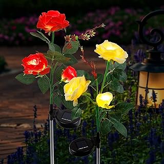Lumières solaires de jardin, paquet de 2 lampes solaires à fleurs multicolores changeantes