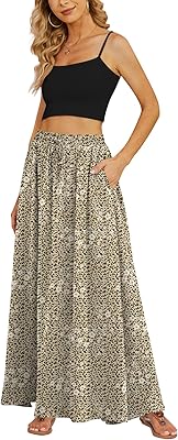 Jupe longue ample plissée taille haute pour femmes, jupes longues décontractées avec poches