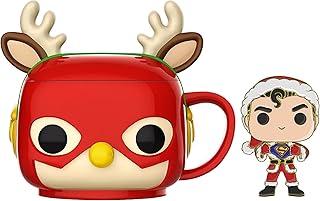 Ensemble de tasses et épingles funko super heroes christmas the flash et christmas