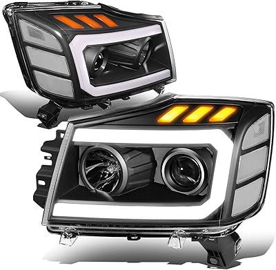 Dna motoring phares réflecteurs à lentille transparente compatibles avec nissan titan