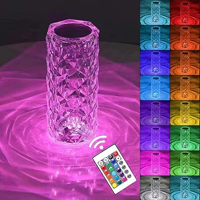 Lampe de table en cristal rvb avec télécommande 16 couleurs et 4