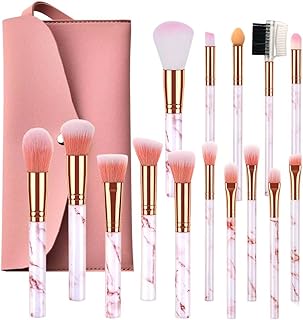 Ensemble de 15 pinceaux de maquillage professionnels banana home de couleur rose marbré