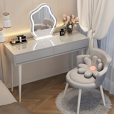 Ensemble de coiffeuse moderne avec miroir éclairé à intensité variable 3