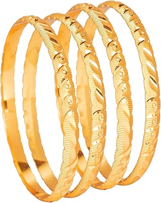 Bracelets traditionnels indiens plaqués or 24 carats bouddha (pack de 4) sj_3303